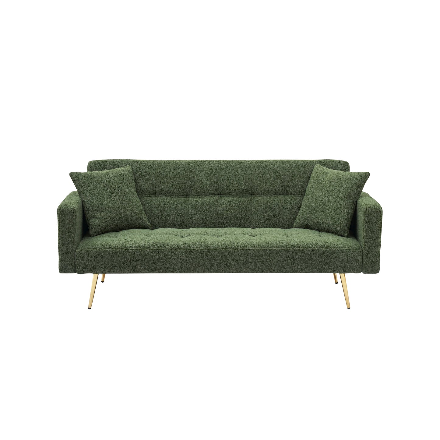 71.7 - Divano letto in pile Teddy, accompagnato da due graziosi cuscini decorativi