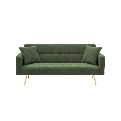 71.7 - Divano letto in pile Teddy, accompagnato da due graziosi cuscini decorativi