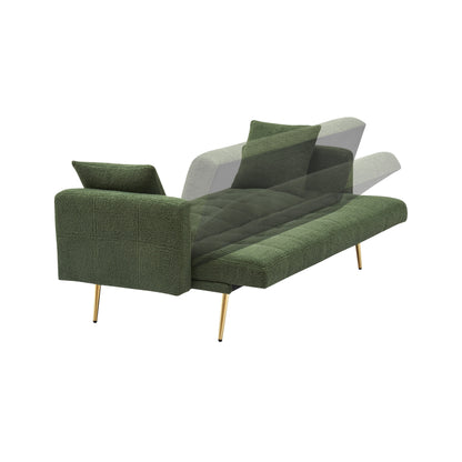 71.7 - Divano letto in pile Teddy, accompagnato da due graziosi cuscini decorativi