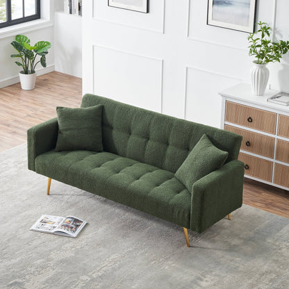 71.7 - Divano letto in pile Teddy, accompagnato da due graziosi cuscini decorativi