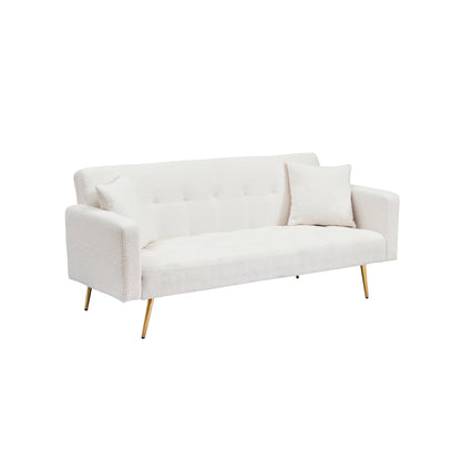 71.7 - Divano letto in pile Teddy, accompagnato da due graziosi cuscini decorativi
