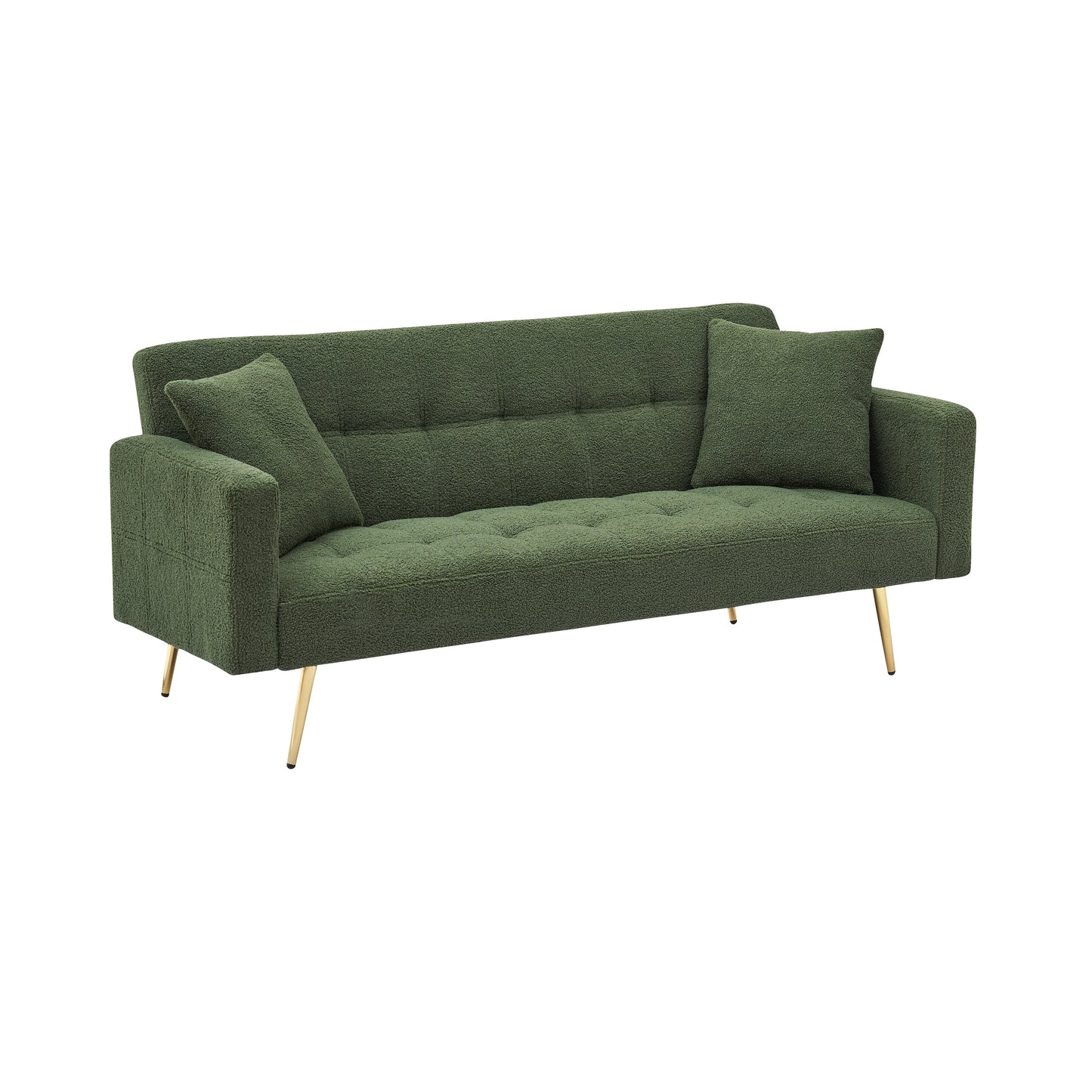 71.7 - Divano letto in pile Teddy, accompagnato da due graziosi cuscini decorativi