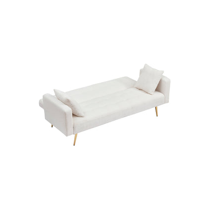 71.7 - Divano letto in pile Teddy, accompagnato da due graziosi cuscini decorativi