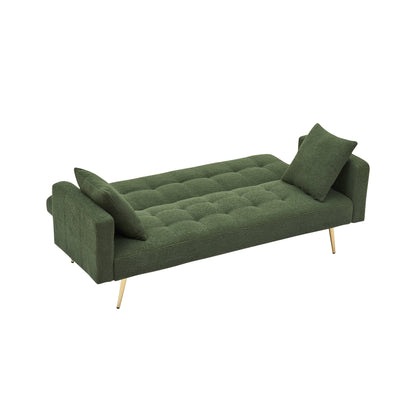 71.7 - Divano letto in pile Teddy, accompagnato da due graziosi cuscini decorativi