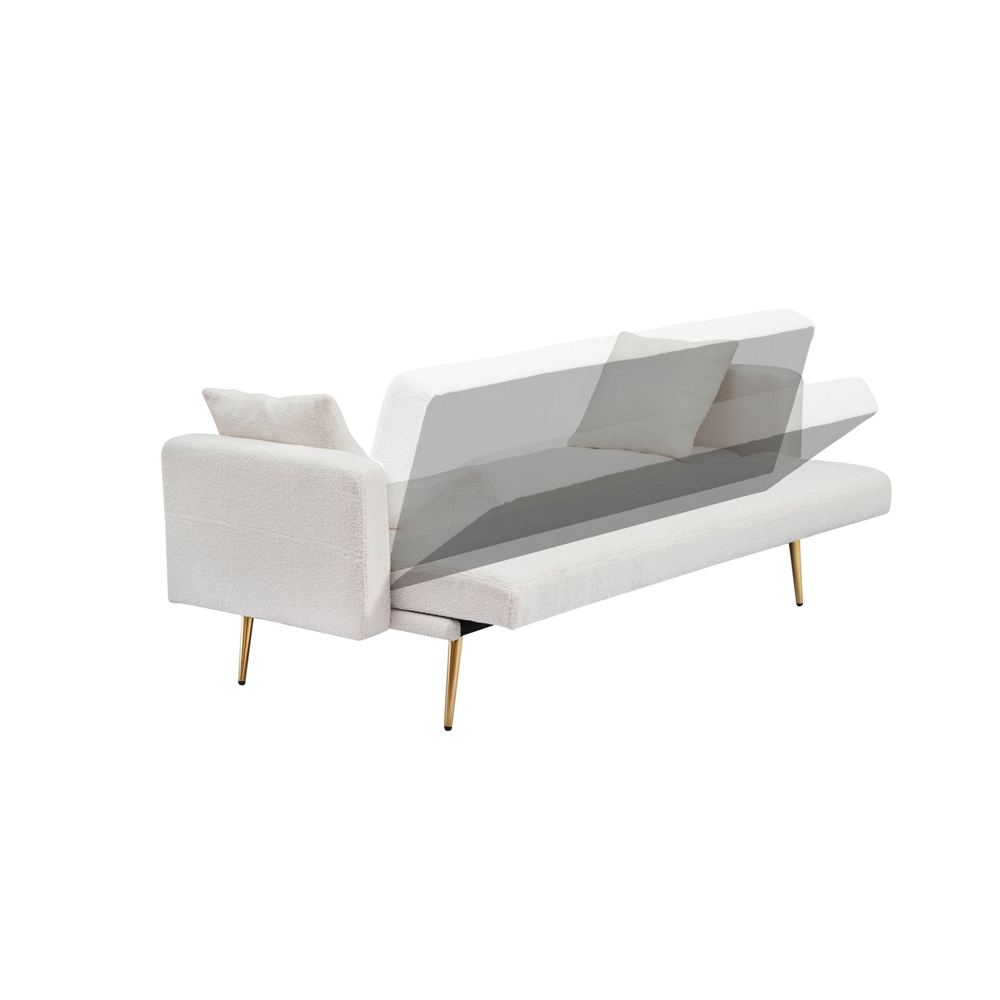 71.7 - Divano letto in pile Teddy, accompagnato da due graziosi cuscini decorativi