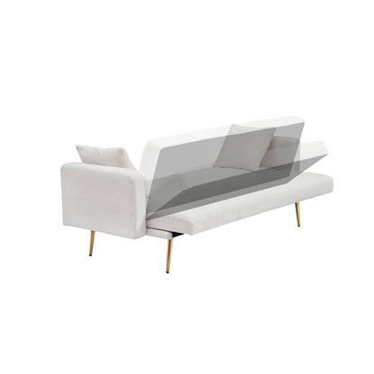 71.7 - Divano letto in pile Teddy, accompagnato da due graziosi cuscini decorativi