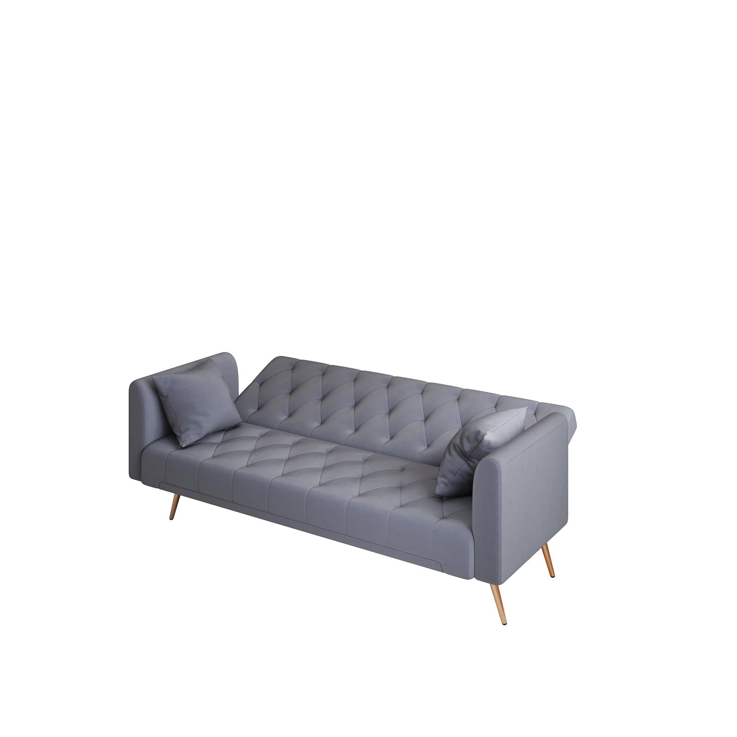 Divano letto matrimoniale pieghevole convertibile imbottito grigio trapuntato - 19,00 x 71,00 x 30,00