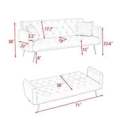 Divano letto matrimoniale imbottito trasformabile pieghevole - 19,00 x 71,00 x 30,00