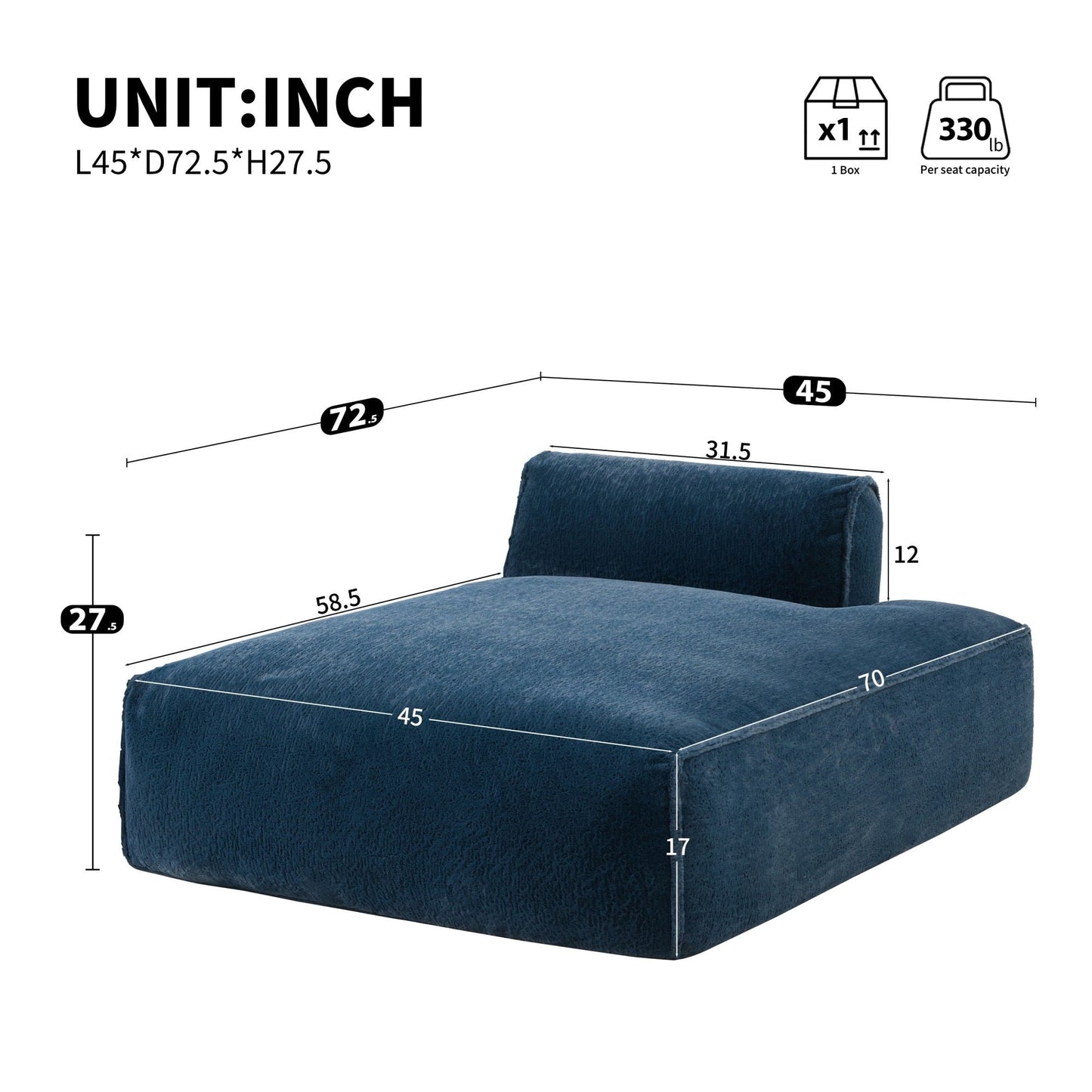 72 Divano letto modulare oversize imbottito in schiuma compressa