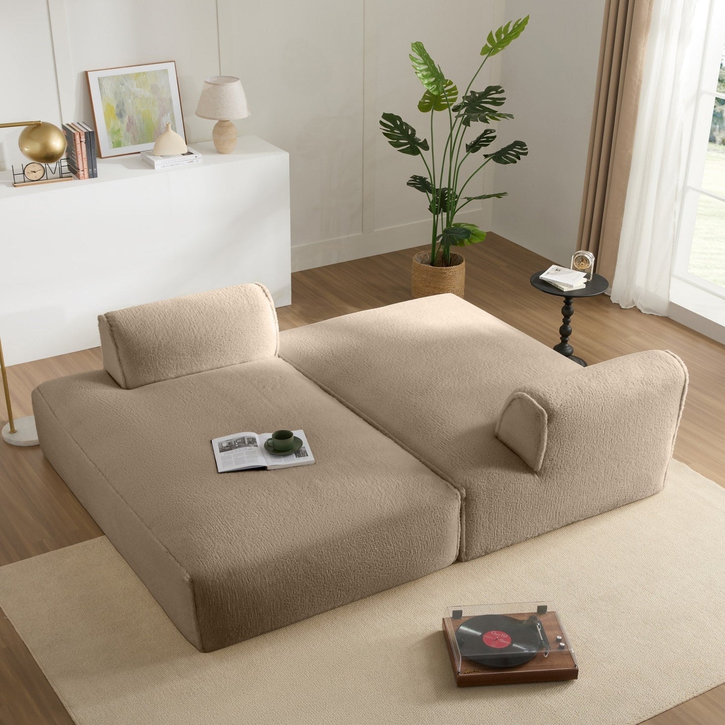 72 Divano letto modulare oversize imbottito in schiuma compressa