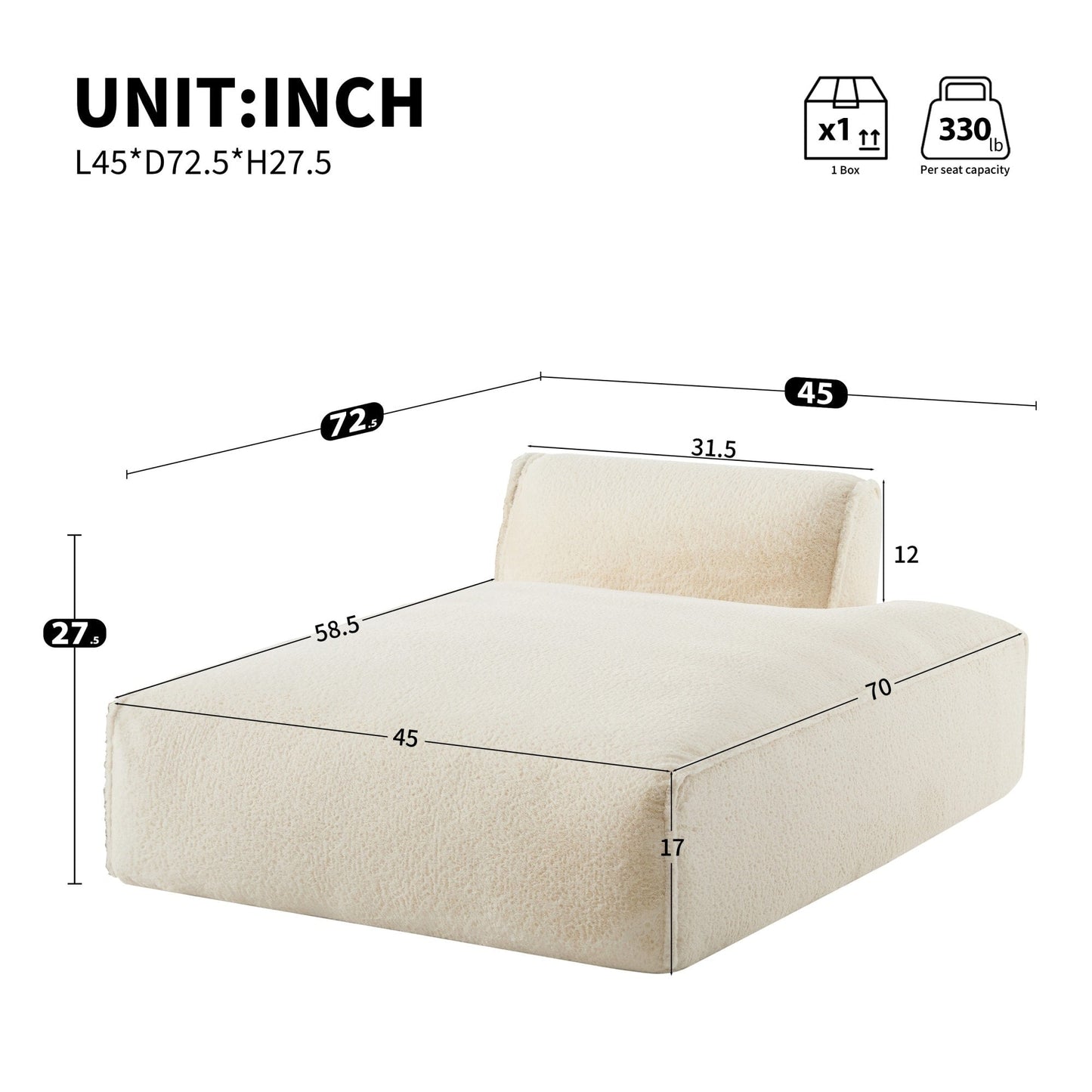 72 Divano letto modulare oversize imbottito in schiuma compressa