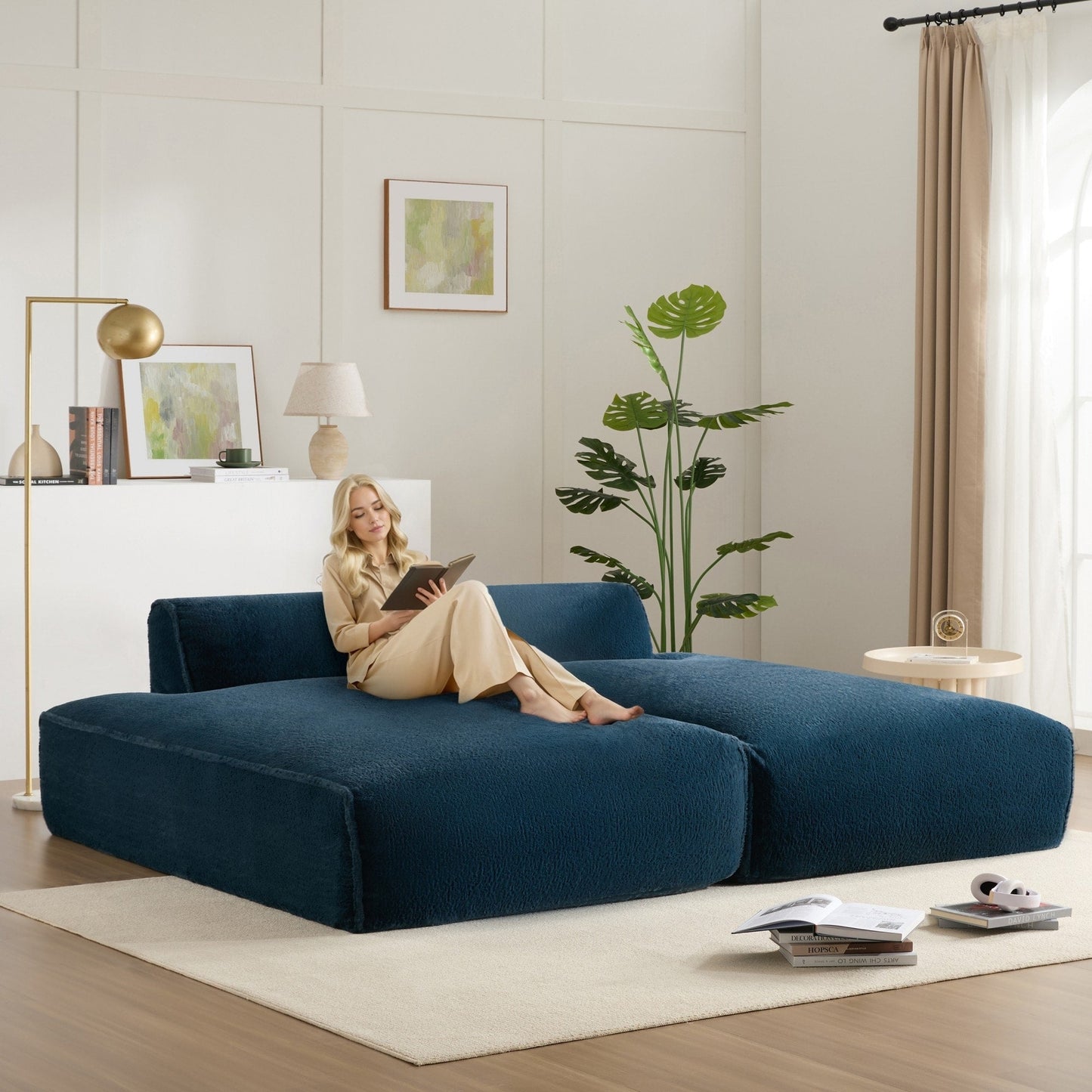 72 Divano letto modulare oversize imbottito in schiuma compressa