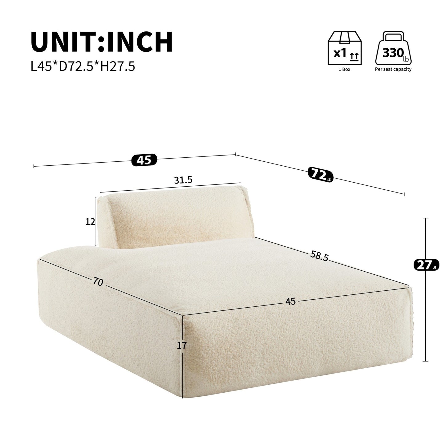 72 Divano letto modulare oversize imbottito in schiuma compressa