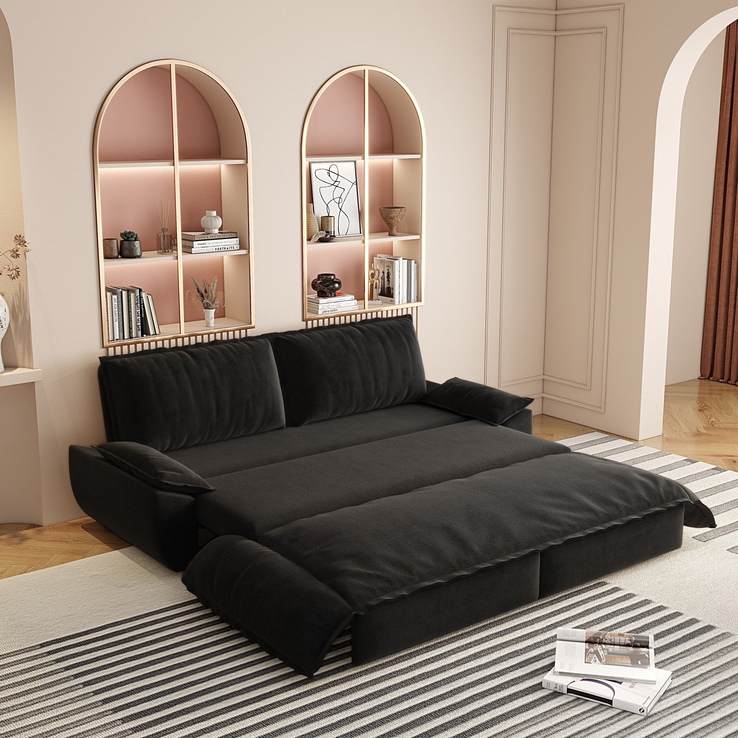 Divano letto estraibile da 73,2 metri, divano letto convertibile 3 in 1, divano letto multifunzionale in velluto