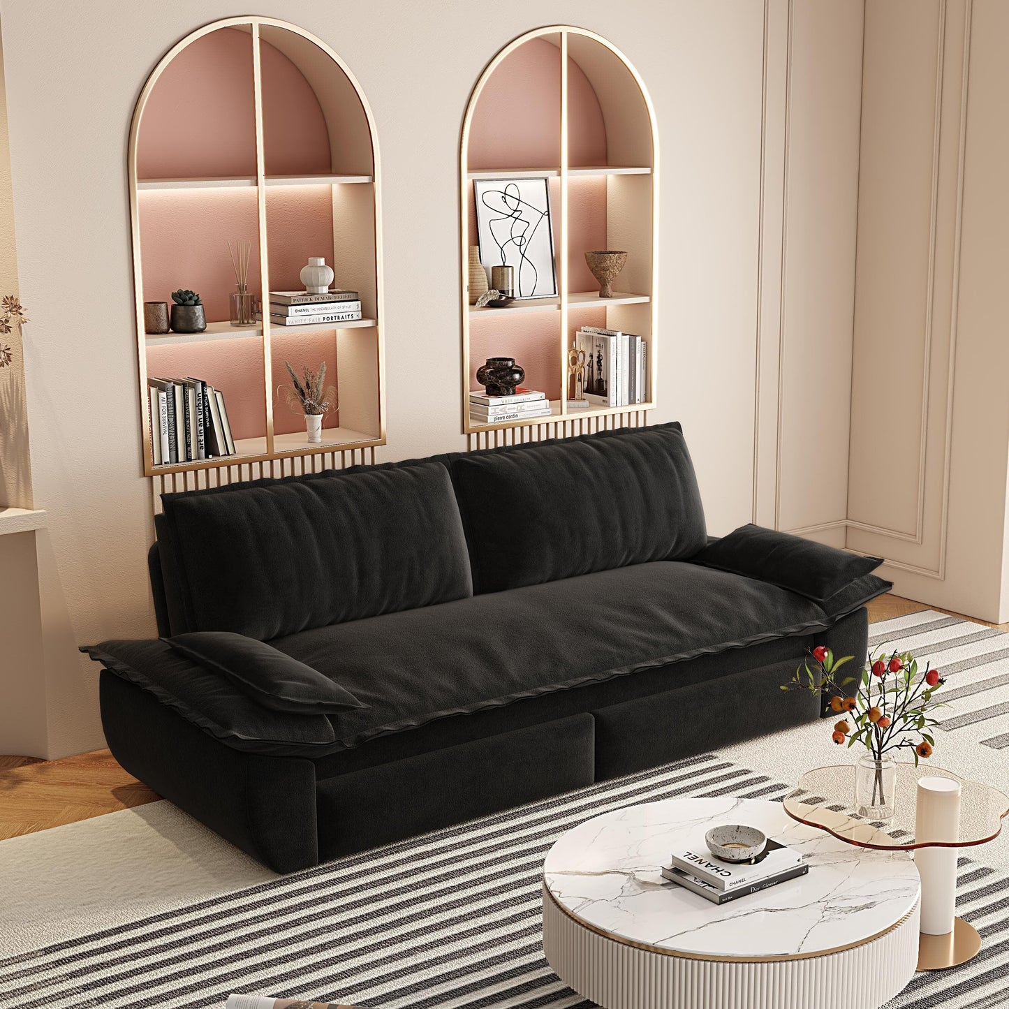 Divano letto estraibile da 73,2 metri, divano letto convertibile 3 in 1, divano letto multifunzionale in velluto