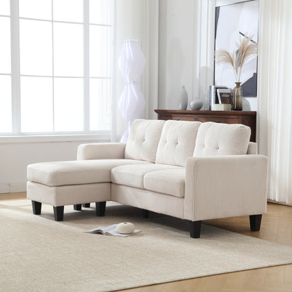 Divano a 3 posti a L in velluto da 73,62'' con chaise longue reversibile, facile da montare e design adatto agli animali domestici