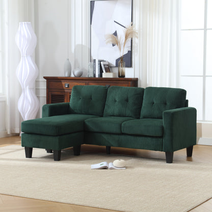 Divano a 3 posti a L in velluto da 73,62'' con chaise longue reversibile, facile da montare e design adatto agli animali domestici