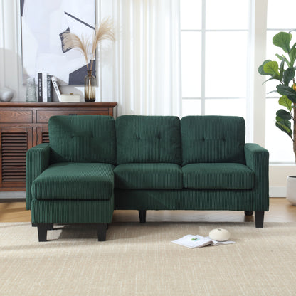 Divano a 3 posti a L in velluto da 73,62'' con chaise longue reversibile, facile da montare e design adatto agli animali domestici