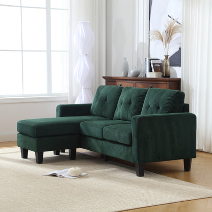 Divano a 3 posti a L in velluto da 73,62'' con chaise longue reversibile, facile da montare e design adatto agli animali domestici