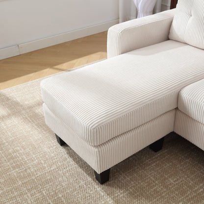 Divano a 3 posti a L in velluto da 73,62'' con chaise longue reversibile, facile da montare e design adatto agli animali domestici