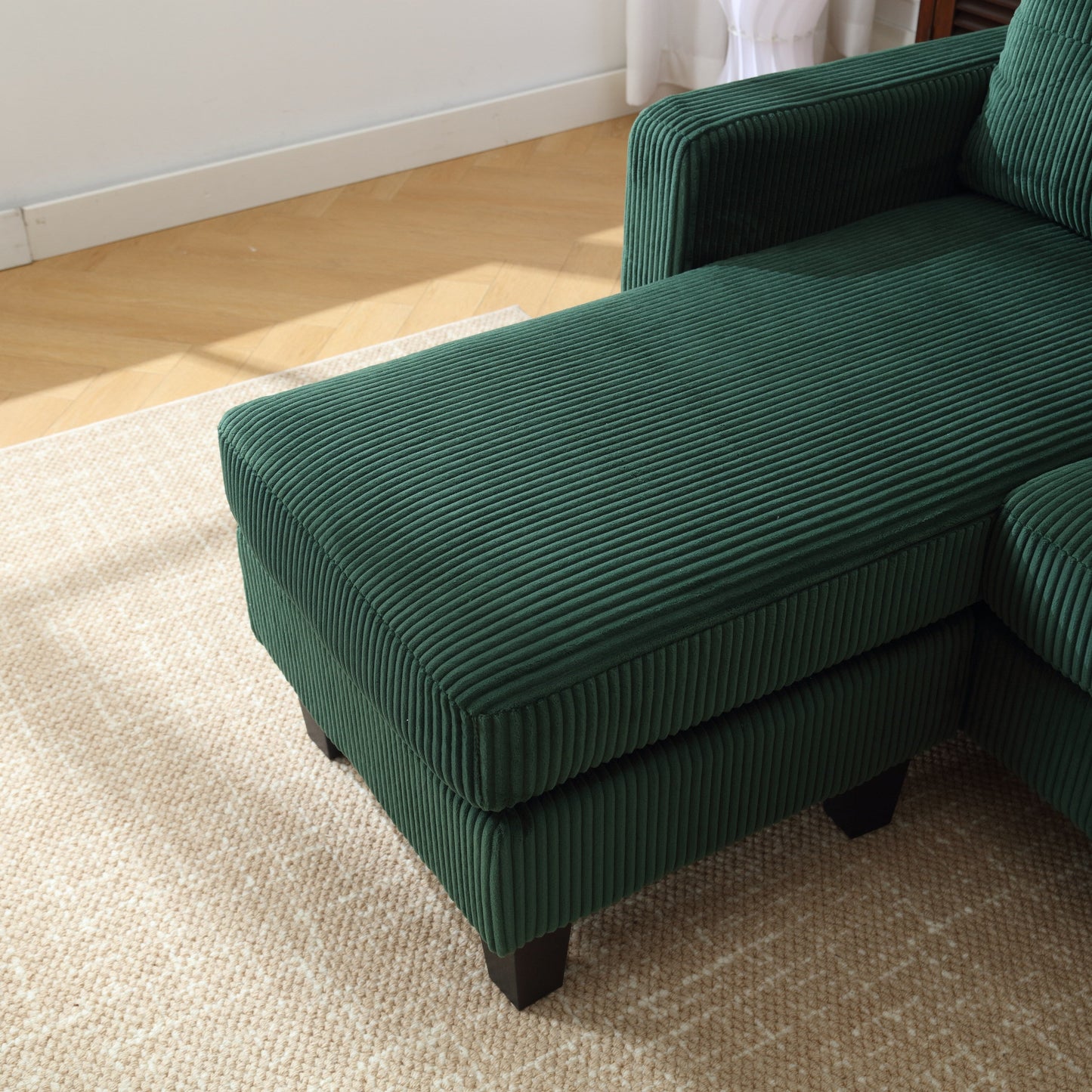 Divano a L in velluto da 73,62'' con chaise longue reversibile e facile da montare