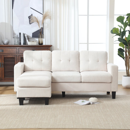 Divano a L in velluto da 73,62'' con chaise longue reversibile e facile da montare