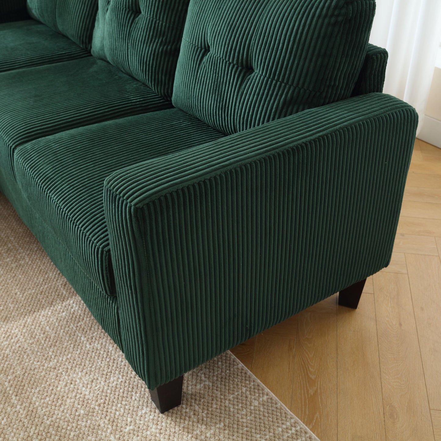 Divano a L in velluto da 73,62'' con chaise longue reversibile e facile da montare