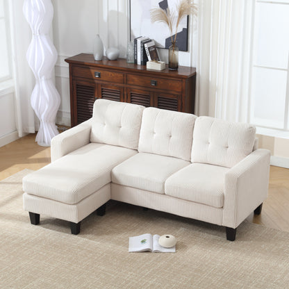 Divano a L in velluto da 73,62'' con chaise longue reversibile e facile da montare