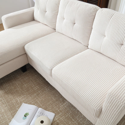 Divano a L in velluto da 73,62'' con chaise longue reversibile e facile da montare