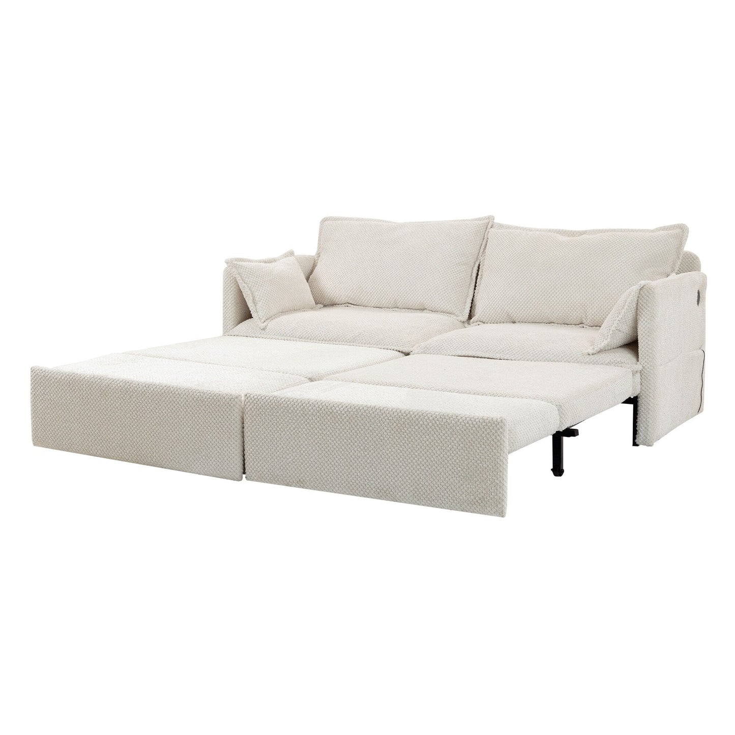 Divano letto convertibile 3 in 1 in velluto a coste da 73,6 pollici con letto estraibile, porte di ricarica USB e vano portaoggetti laterale