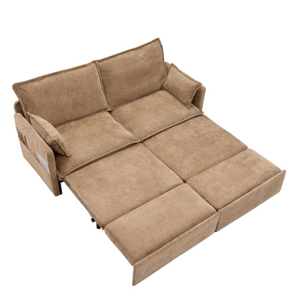 Divano letto convertibile 3 in 1 in velluto a coste da 73,6 pollici con letto estraibile, porte di ricarica USB e vano portaoggetti laterale