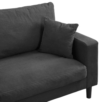 Divano a 3 posti ad alta resilienza da 74 pollici, struttura in legno, comodo e moderno, imbottito, grigio scuro