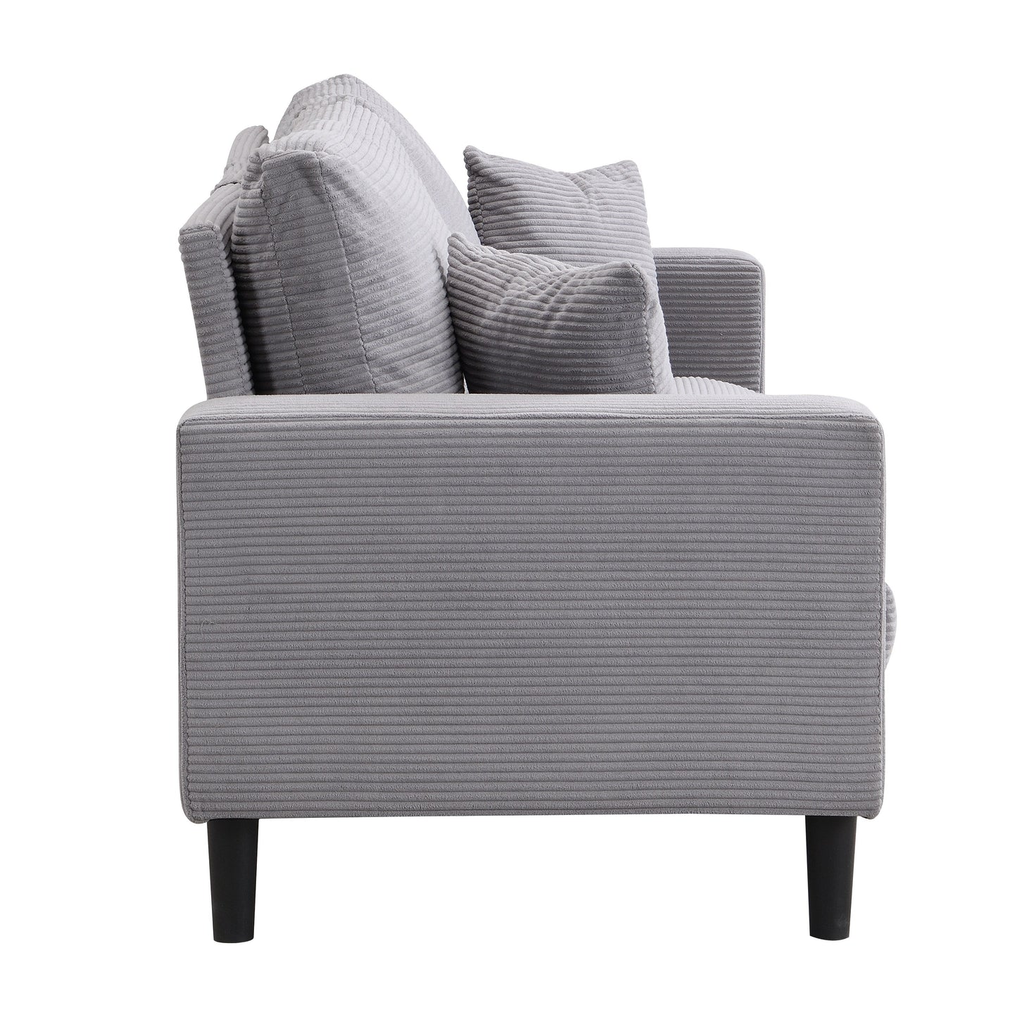 Divano a 3 posti ad alta resilienza da 74 pollici con struttura in legno, comodo e moderno, imbottito, grigio chiaro