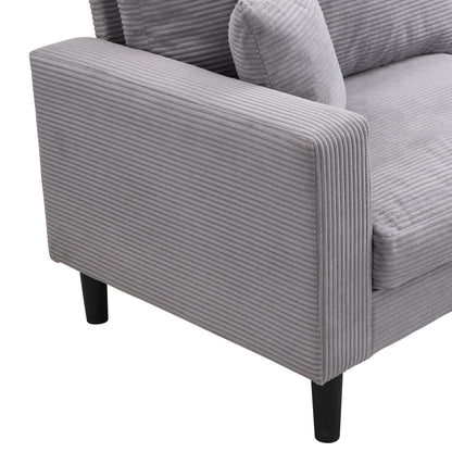 Divano a 3 posti ad alta resilienza da 74 pollici con struttura in legno, comodo e moderno, imbottito, grigio chiaro
