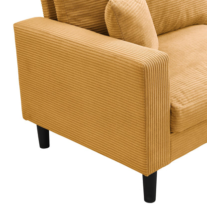 Divano a 3 posti ad alta resilienza da 74 pollici con struttura in legno, comodo e moderno, imbottito, arancione