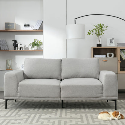 Divano a due posti in tessuto da 74,8'' con cuscini rimovibili, gambe in metallo e braccioli quadrati contemporanei