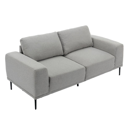 Divano a due posti in tessuto da 74,8'' con cuscini rimovibili, gambe in metallo e braccioli quadrati contemporanei
