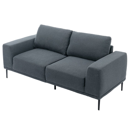 Divano a due posti in tessuto da 74,8'' con cuscini rimovibili, gambe in metallo e braccioli quadrati contemporanei