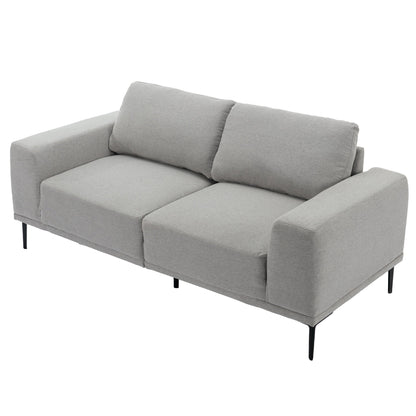 Divano a due posti in tessuto da 74,8'' con cuscini rimovibili, gambe in metallo e braccioli quadrati contemporanei