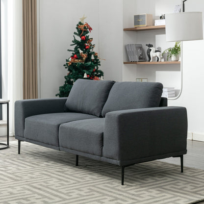 Divano a due posti in tessuto da 74,8'' con cuscini rimovibili, gambe in metallo e braccioli quadrati contemporanei