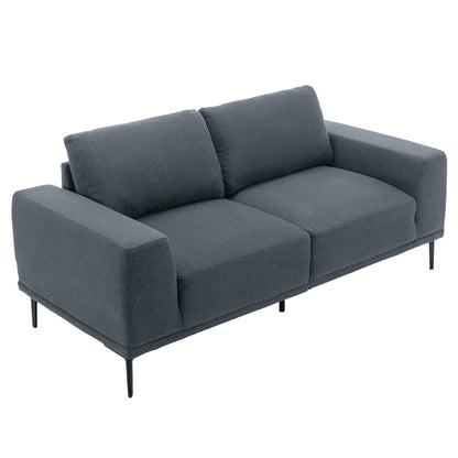 Divano a due posti in tessuto da 74,8'' con cuscini rimovibili, gambe in metallo e braccioli quadrati contemporanei