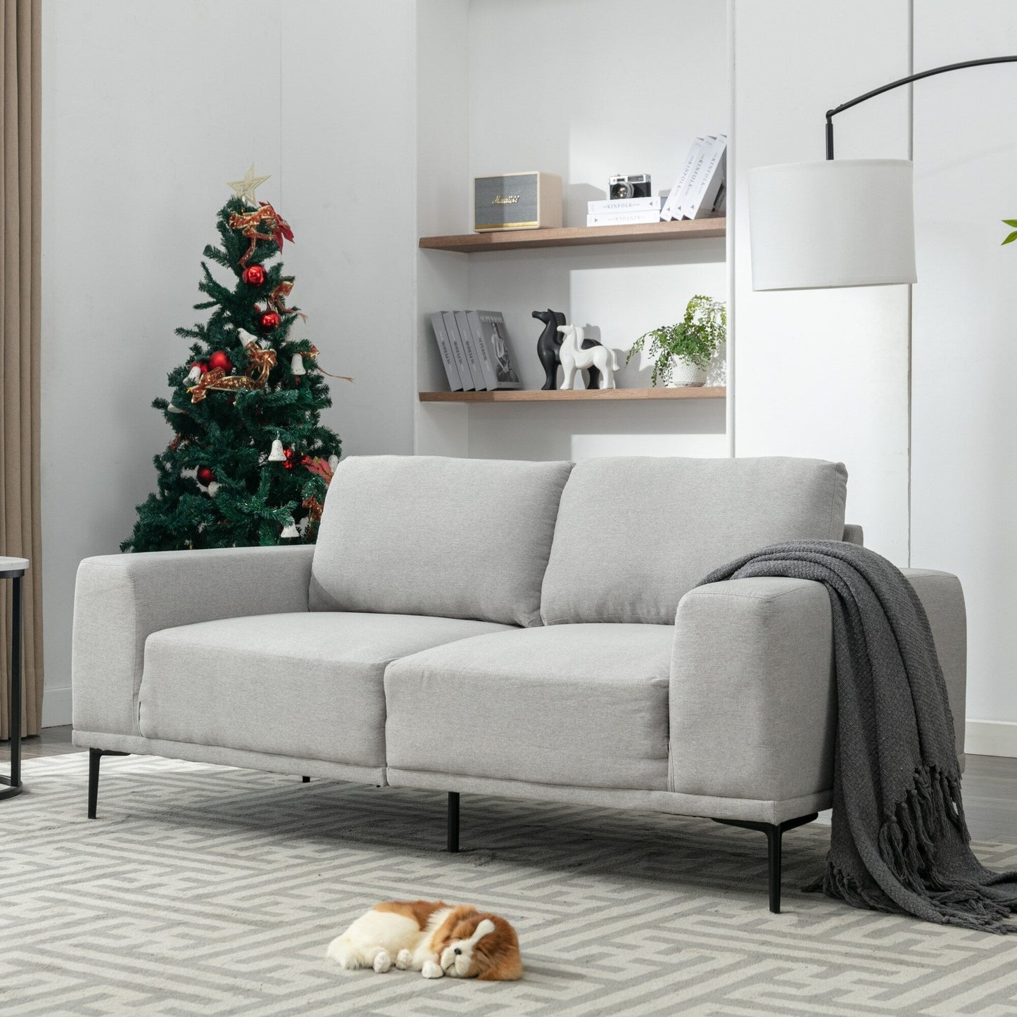 Divano a due posti in tessuto da 74,8'' con cuscini rimovibili, gambe in metallo e braccioli quadrati contemporanei