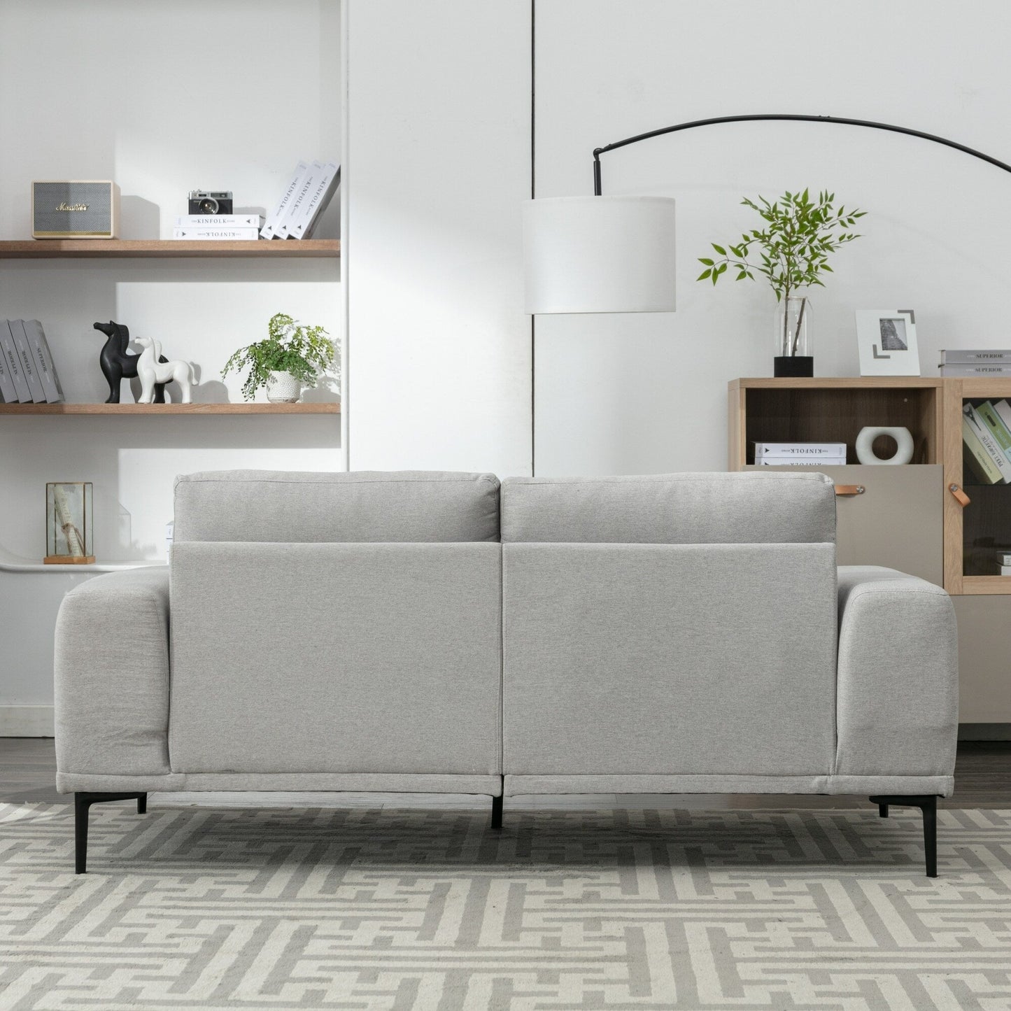 Divano a due posti in tessuto da 74,8'' con cuscini rimovibili, gambe in metallo e braccioli quadrati contemporanei