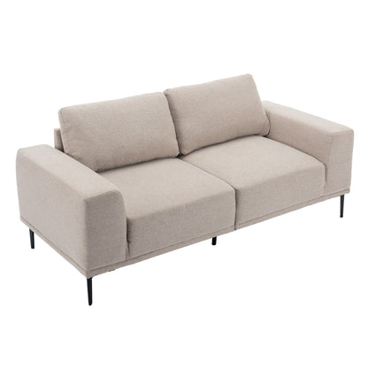 Divano a due posti in tessuto da 74,8'' con cuscini rimovibili, gambe in metallo e braccioli quadrati contemporanei