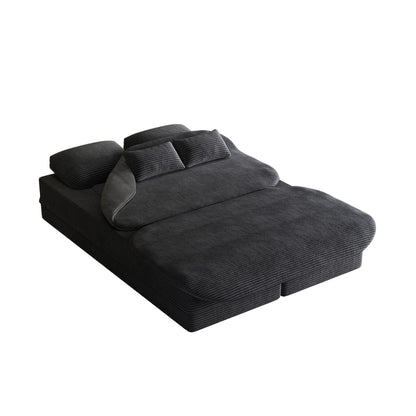 Divano letto pieghevole 2 in 1 in velluto a coste con coperta per soggiorno