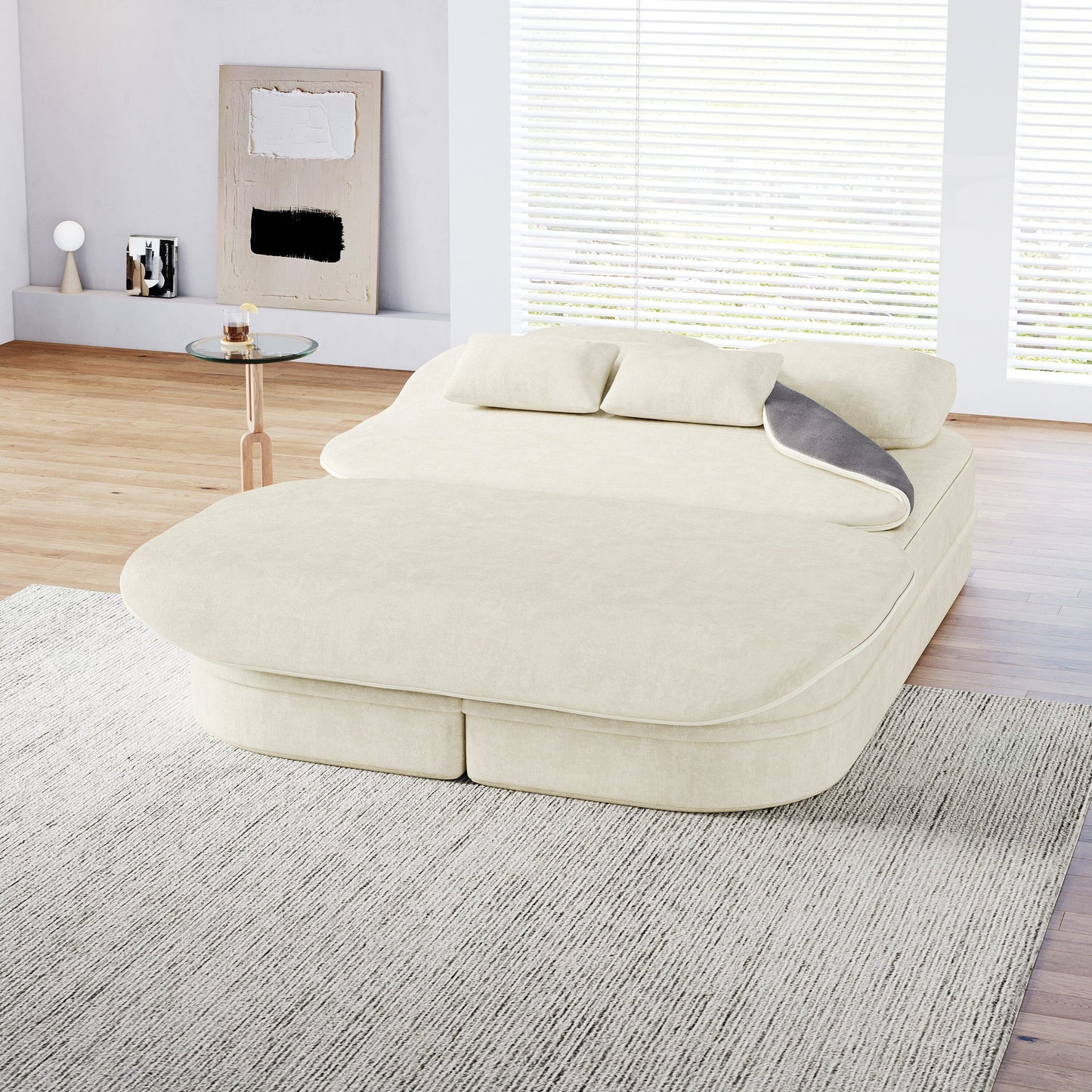 Divano letto trasformabile da 75'' con coperta, divano da pavimento, divano da salotto per soggiorno