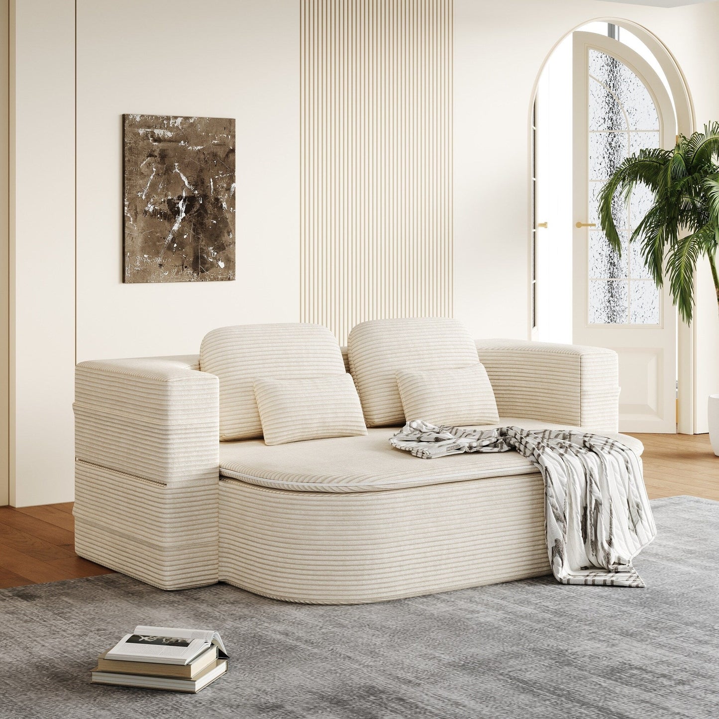Divano letto pieghevole convertibile 2 in 1 da 75'' in schiuma con coperta multifunzionale