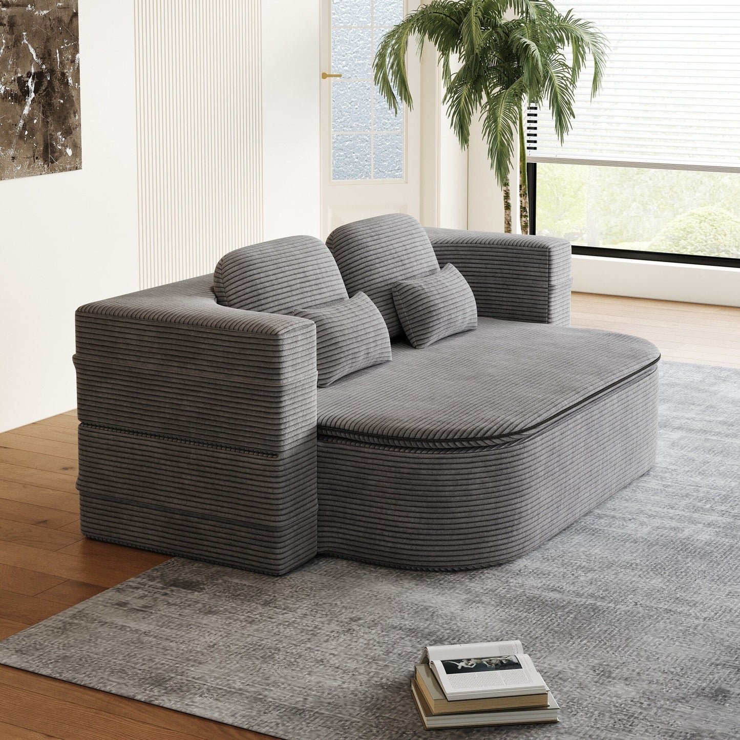 Divano letto pieghevole convertibile 2 in 1 da 75'' in schiuma con coperta multifunzionale