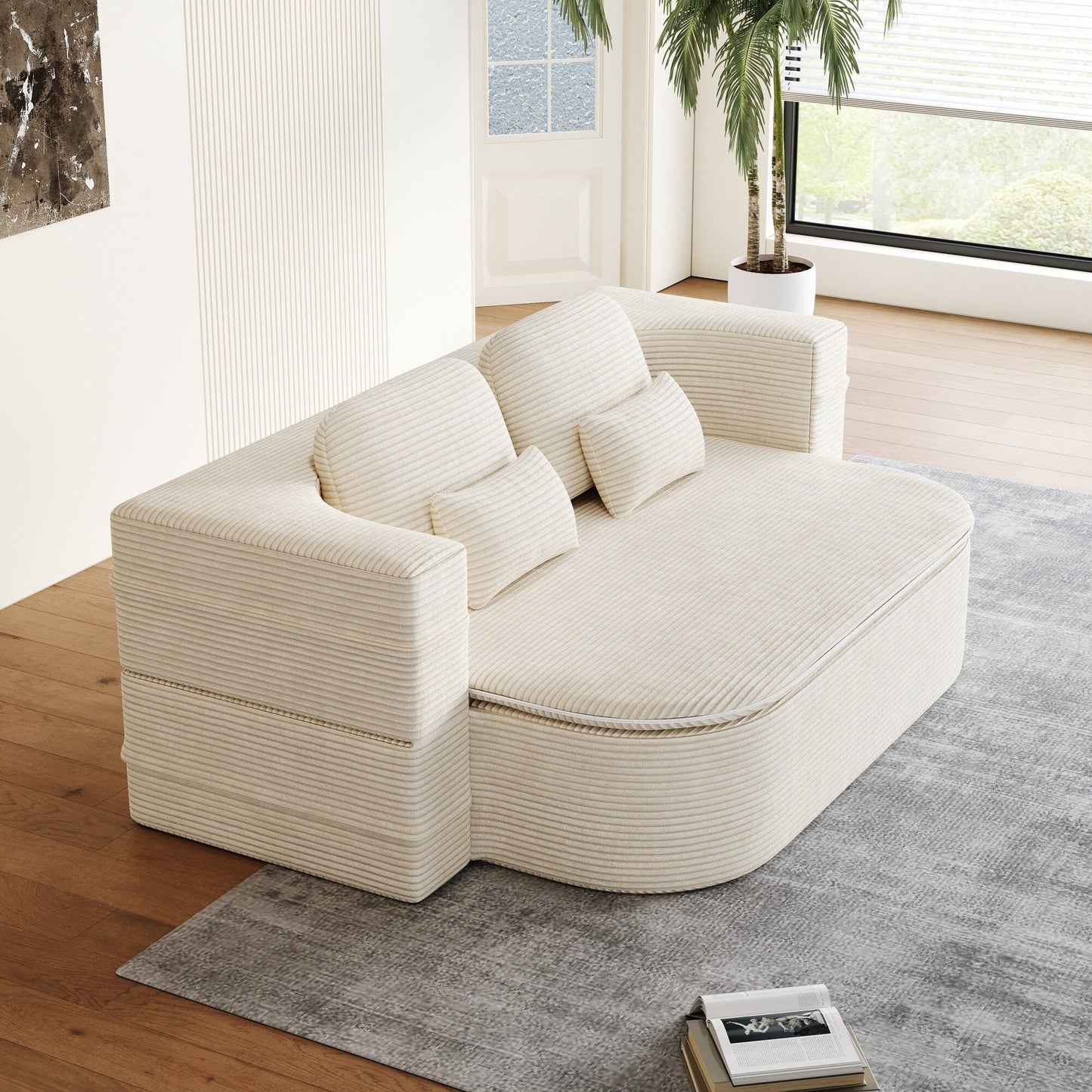Divano letto pieghevole convertibile 2 in 1 da 75'' in schiuma con coperta multifunzionale