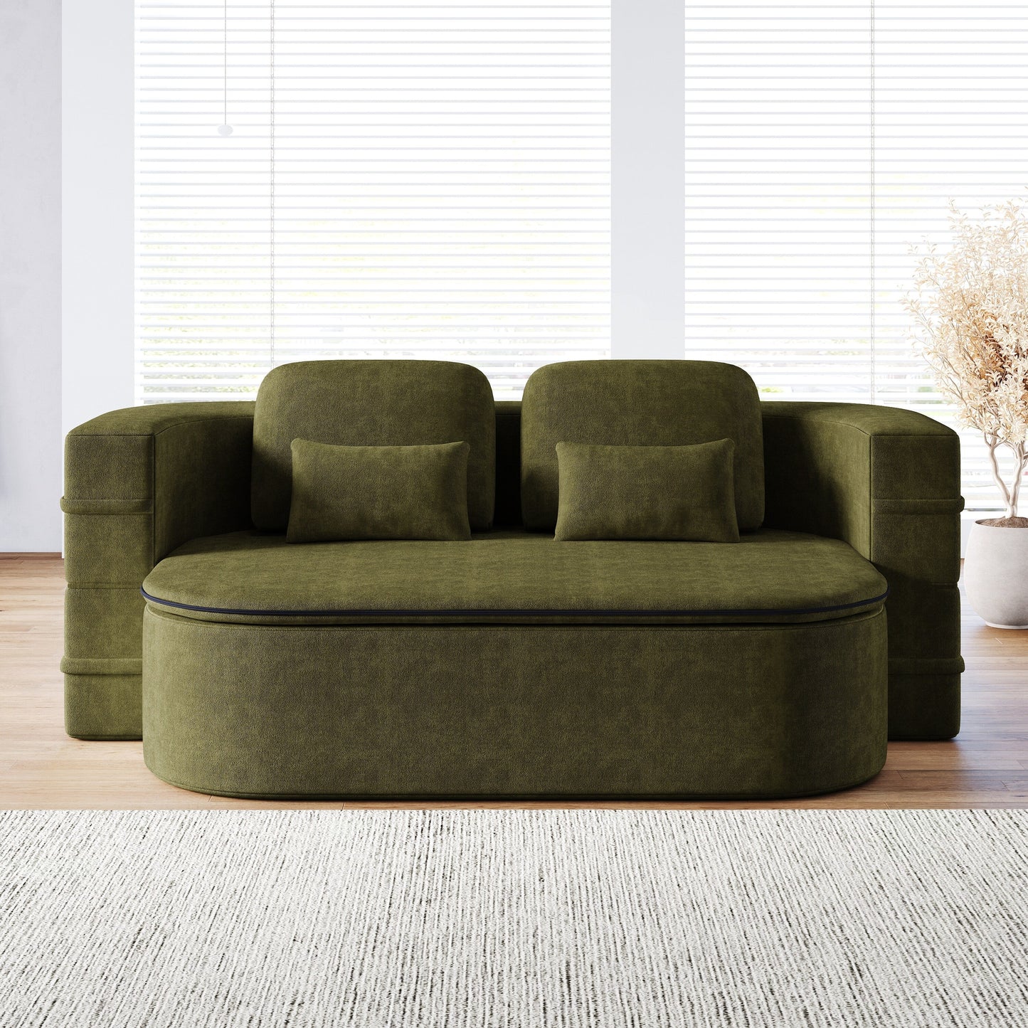 Divano letto pieghevole 2 in 1 da 75'', divano letto trasformabile in ciniglia di schiuma con coperta multifunzionale, divano da salotto